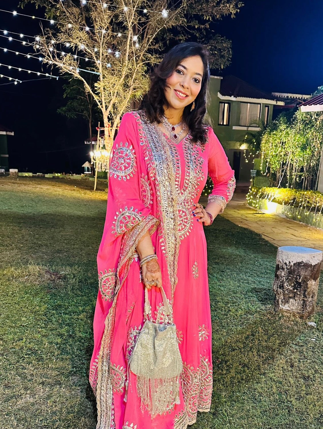 silver long tassle potli