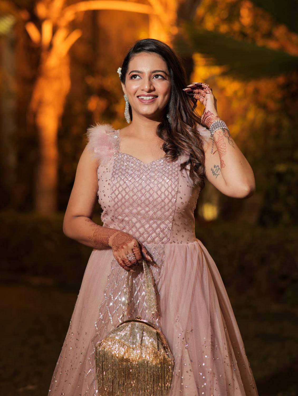 Silver Gold Batua Bag with long Tassles