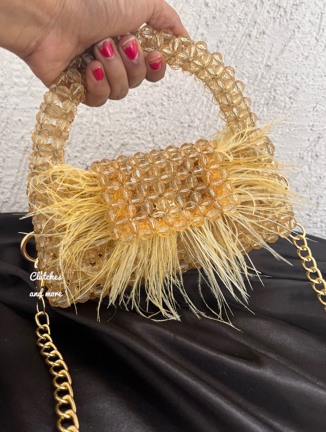 Feather Crystal Bag Gold