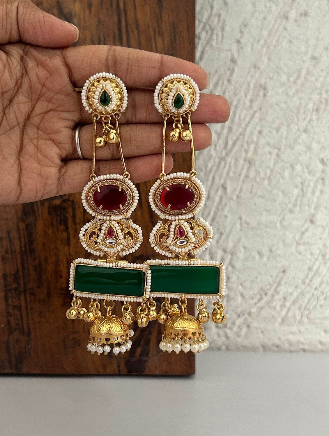 Zariya Luxe Red Green Earrings
