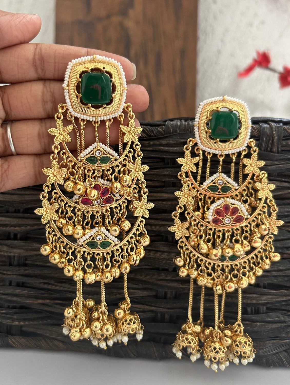 Palak Multicolored Chandbali jhumka