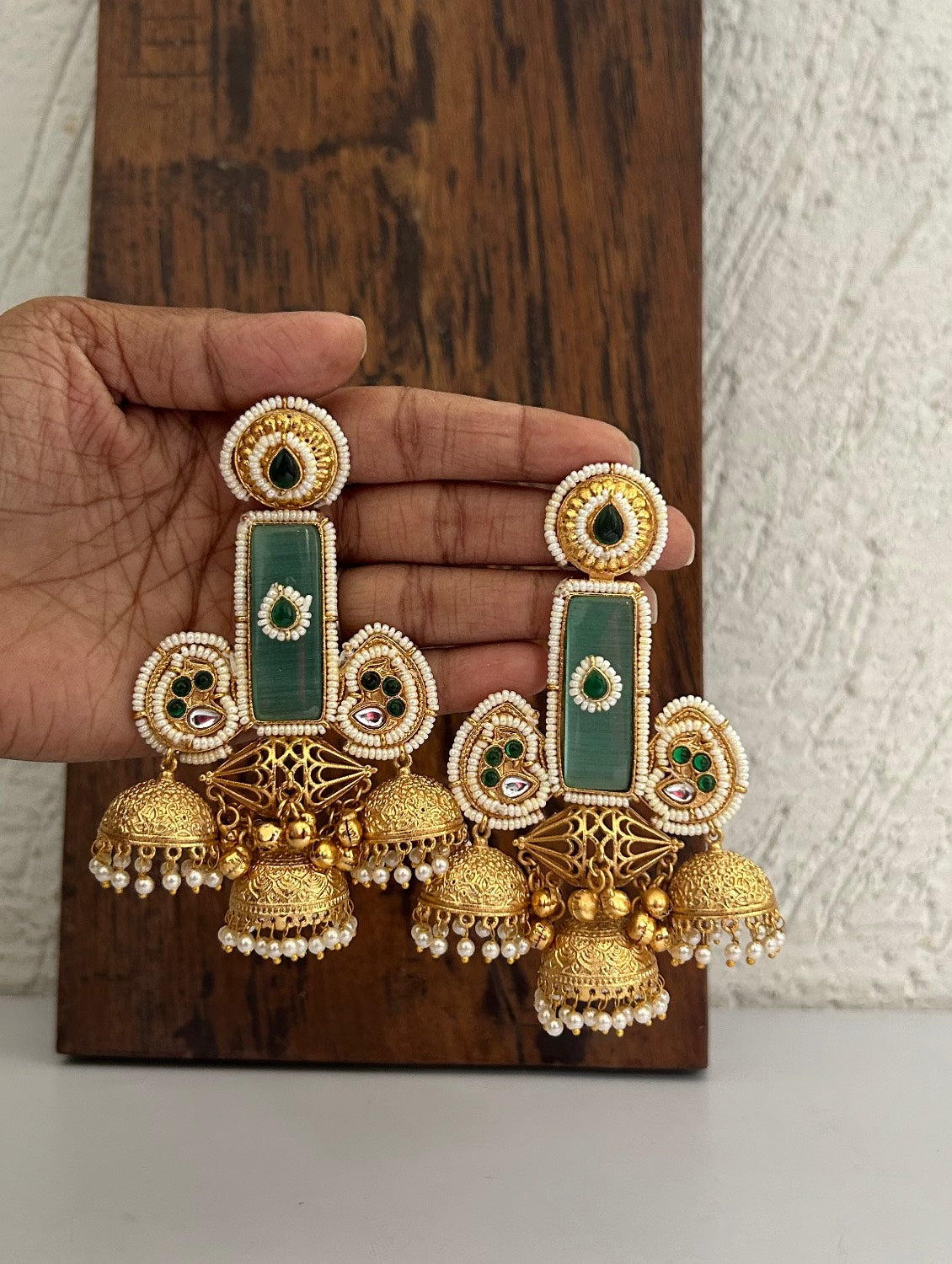Ira Jhumkas Ruby Pastel Green