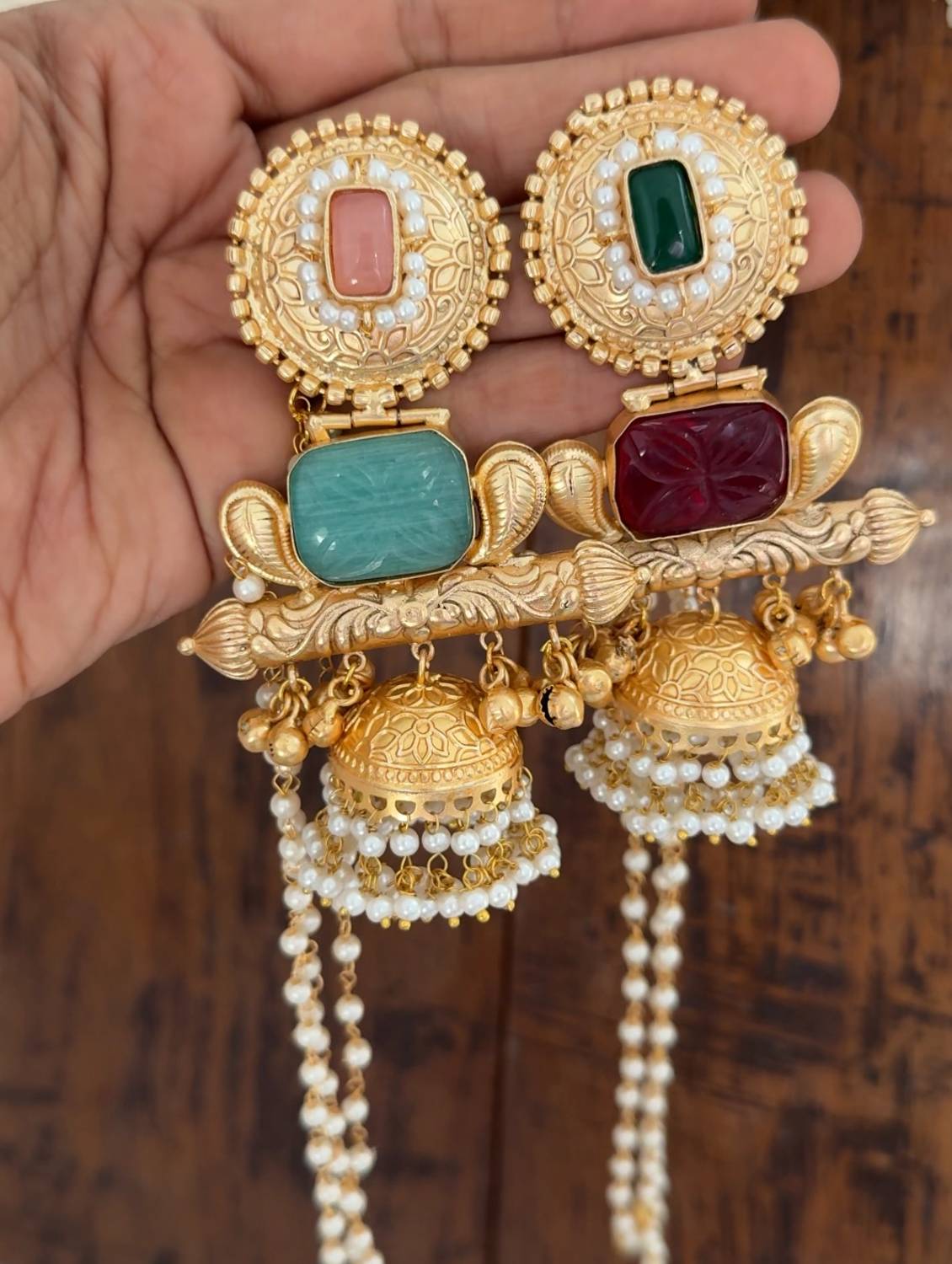 Ruhani Earrings Mint Green Pink