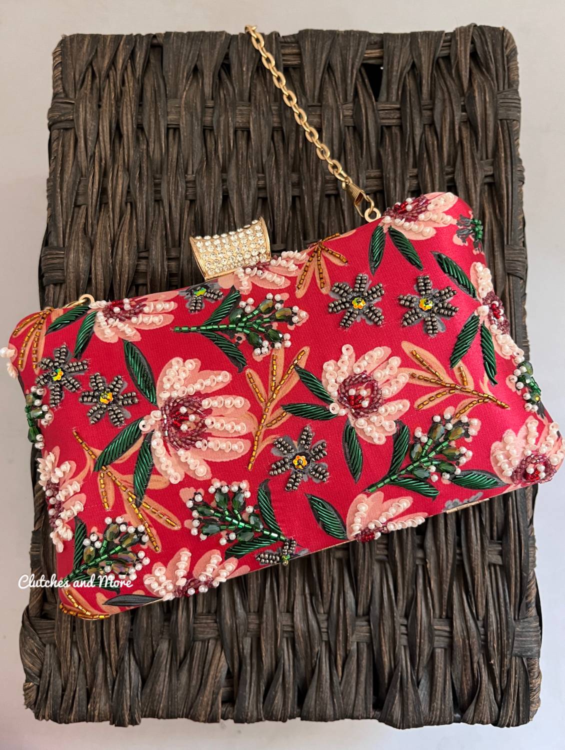 Poppy Red Floral Clutch