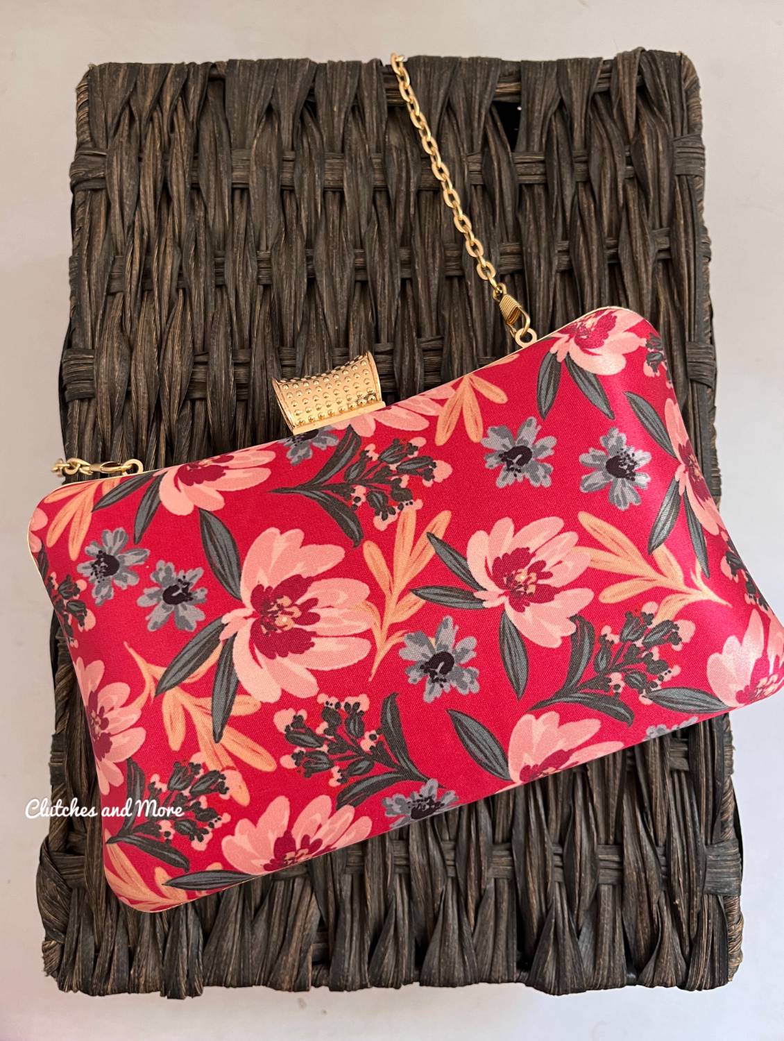 Poppy Red Floral Clutch