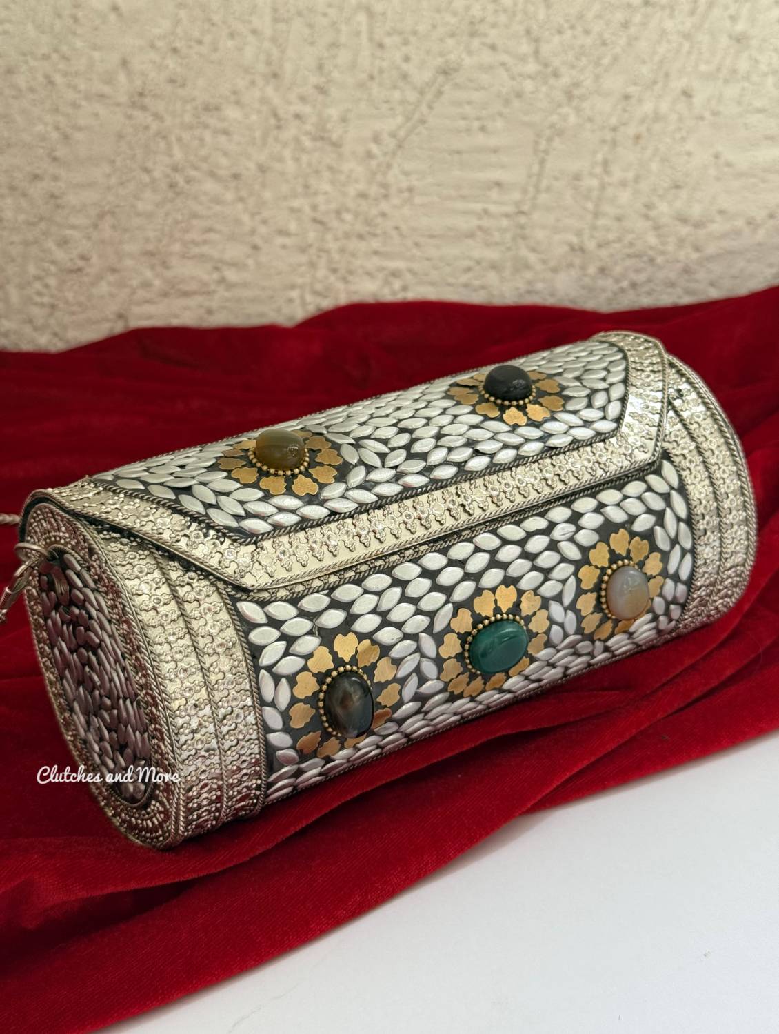 Sejal Cylindrical Boho Brass Clutch
