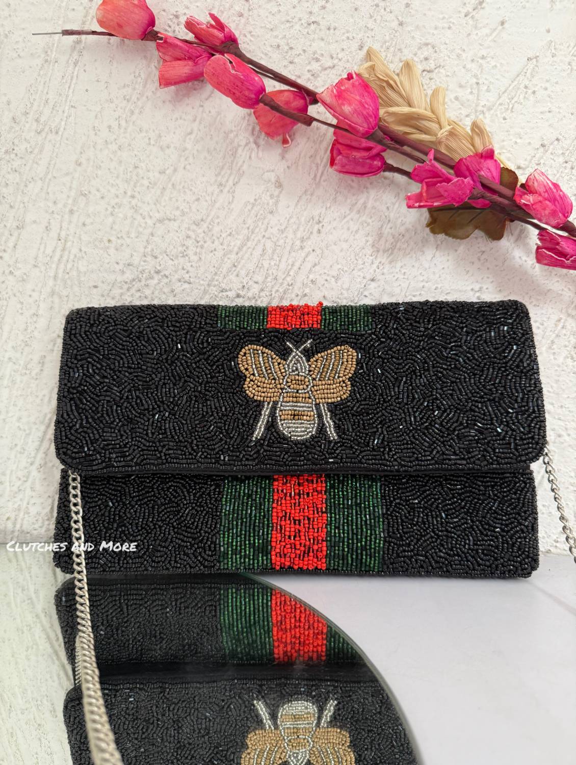 Butterfly Black Envelope Flap Bag