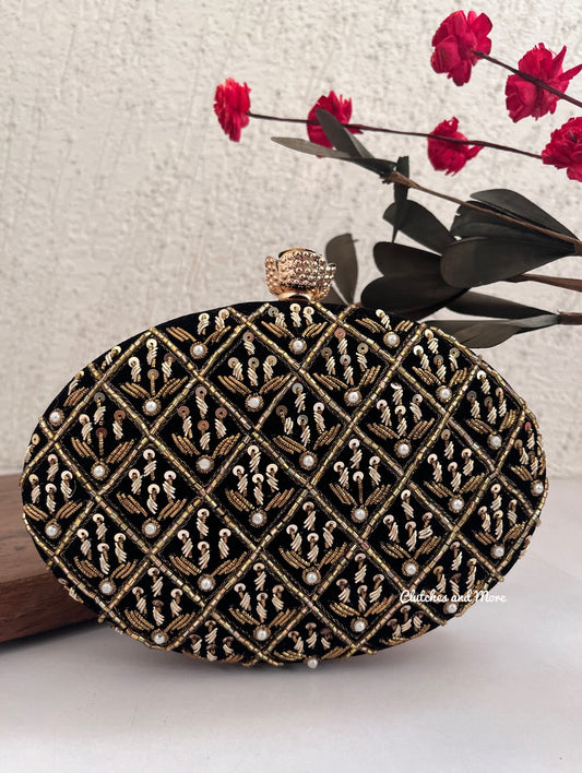 Ananya Big Capsule Clutch Black
