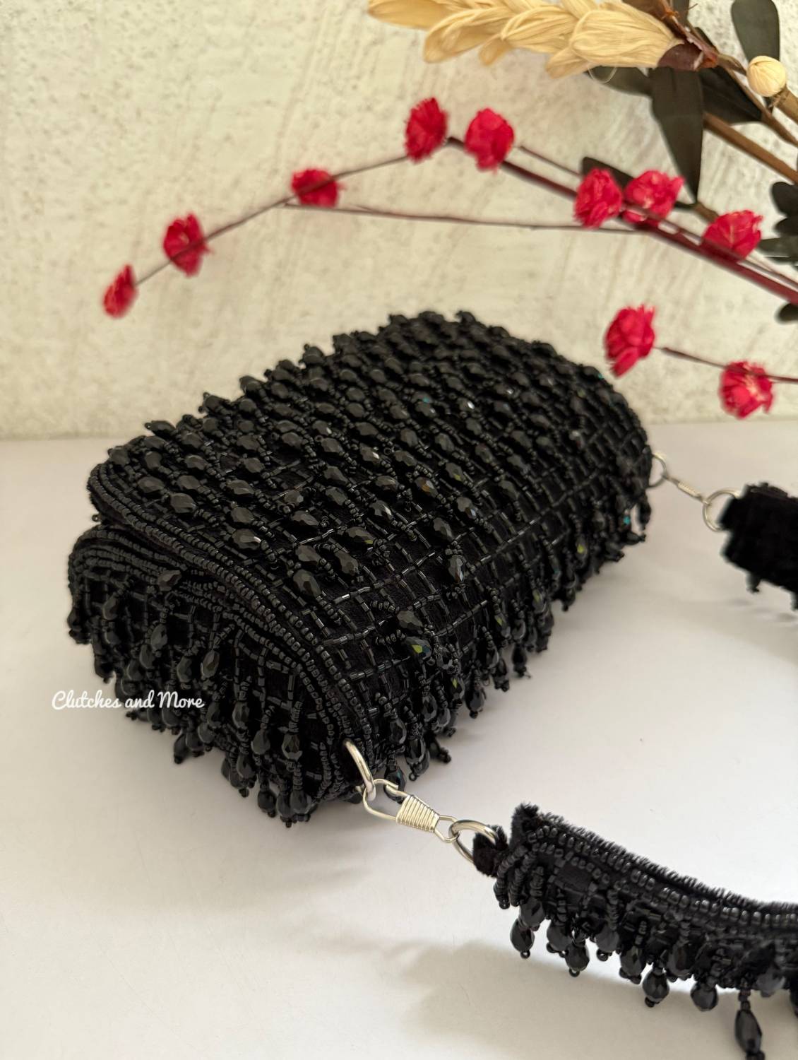 Anamika Black Crystal Flap Bag