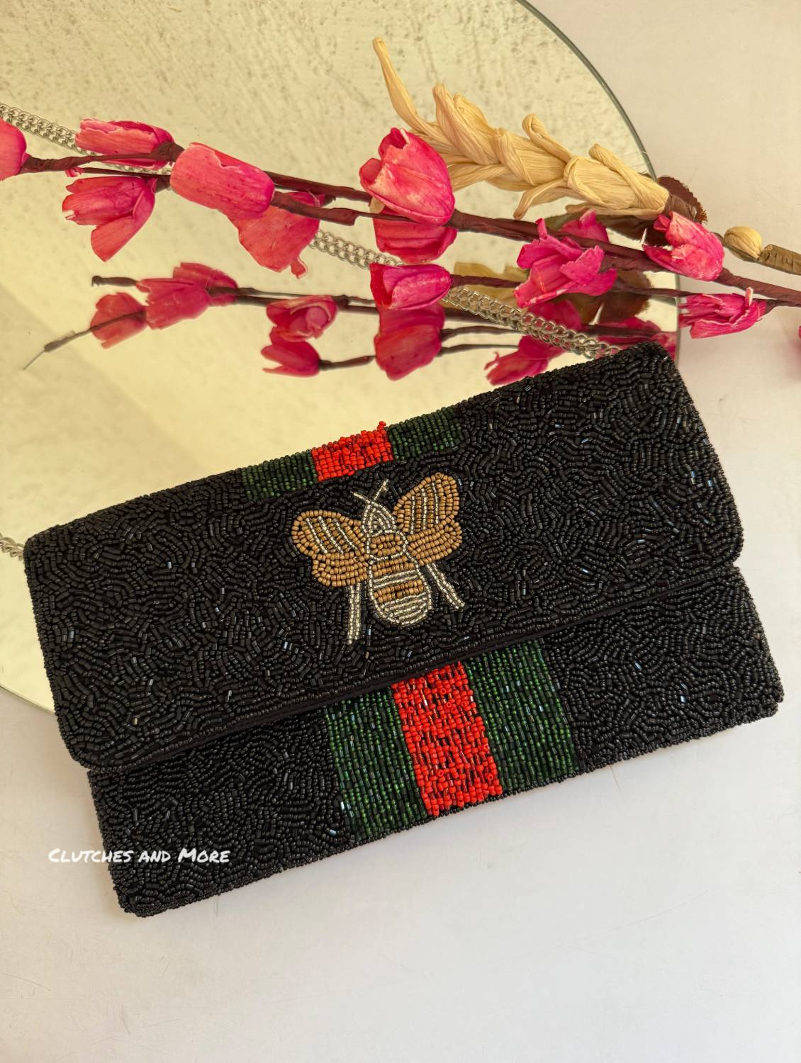 Butterfly Black Envelope Flap Bag
