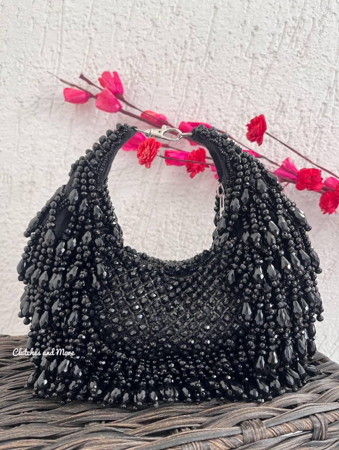 Alice Premium Black Crystal Moon Bag