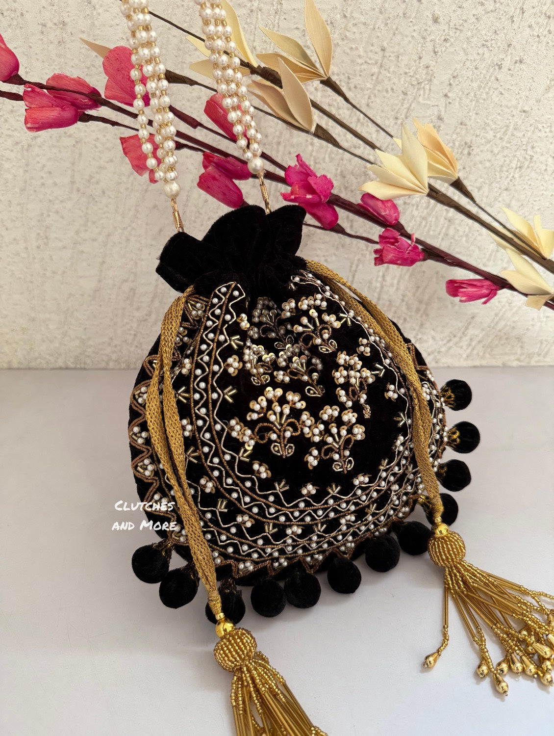 Black Ball Tassles Potli