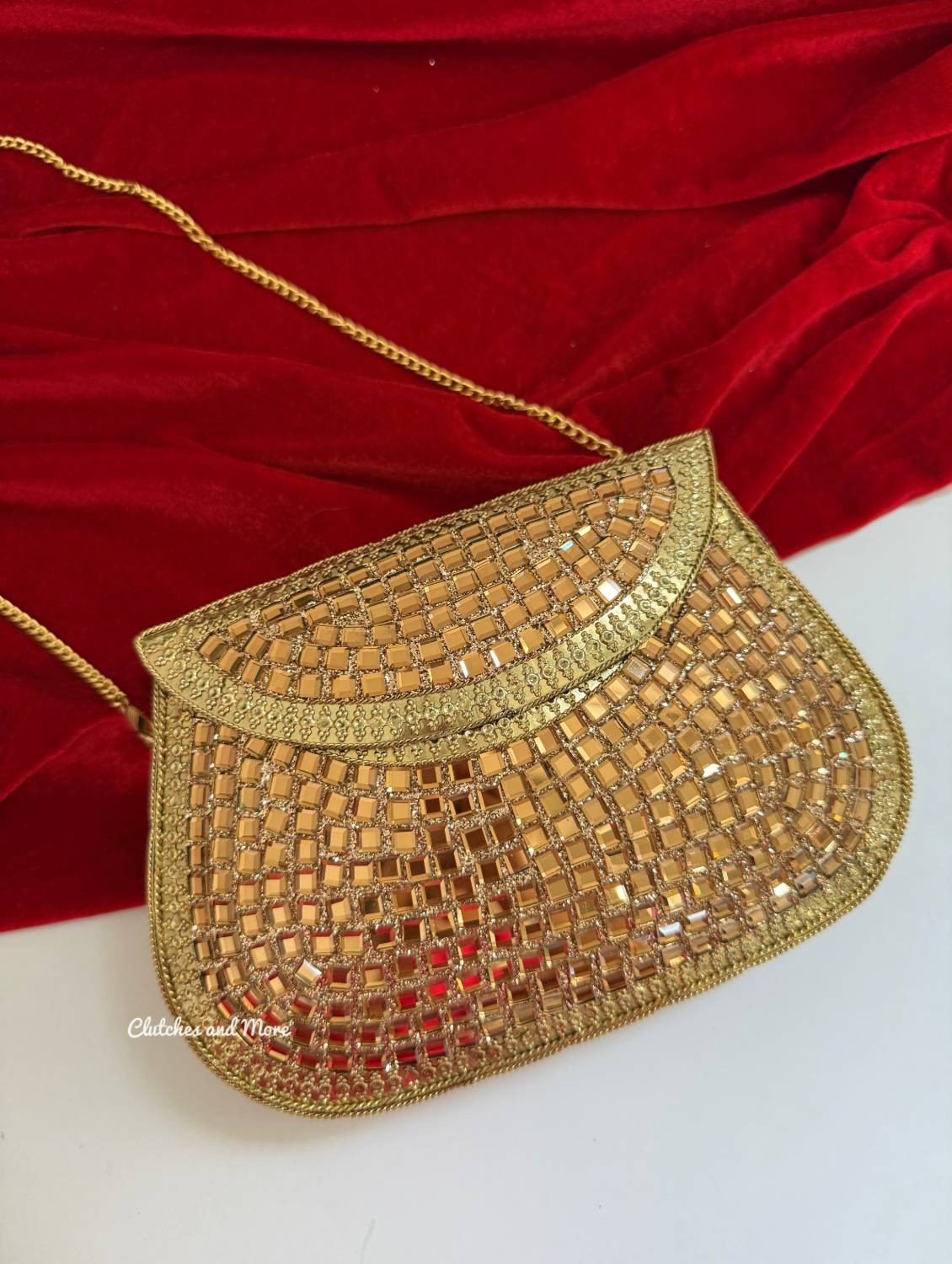 Mirror Brass Clutch Gold