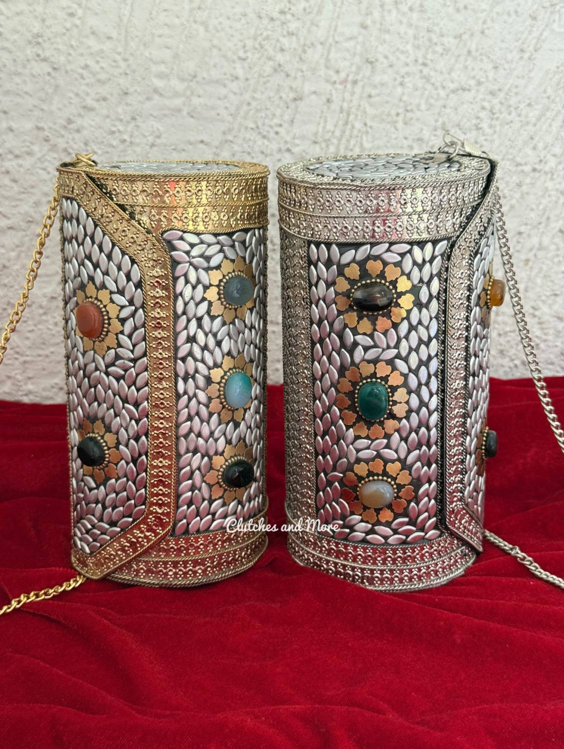 Sejal Cylindrical Boho Brass Clutch