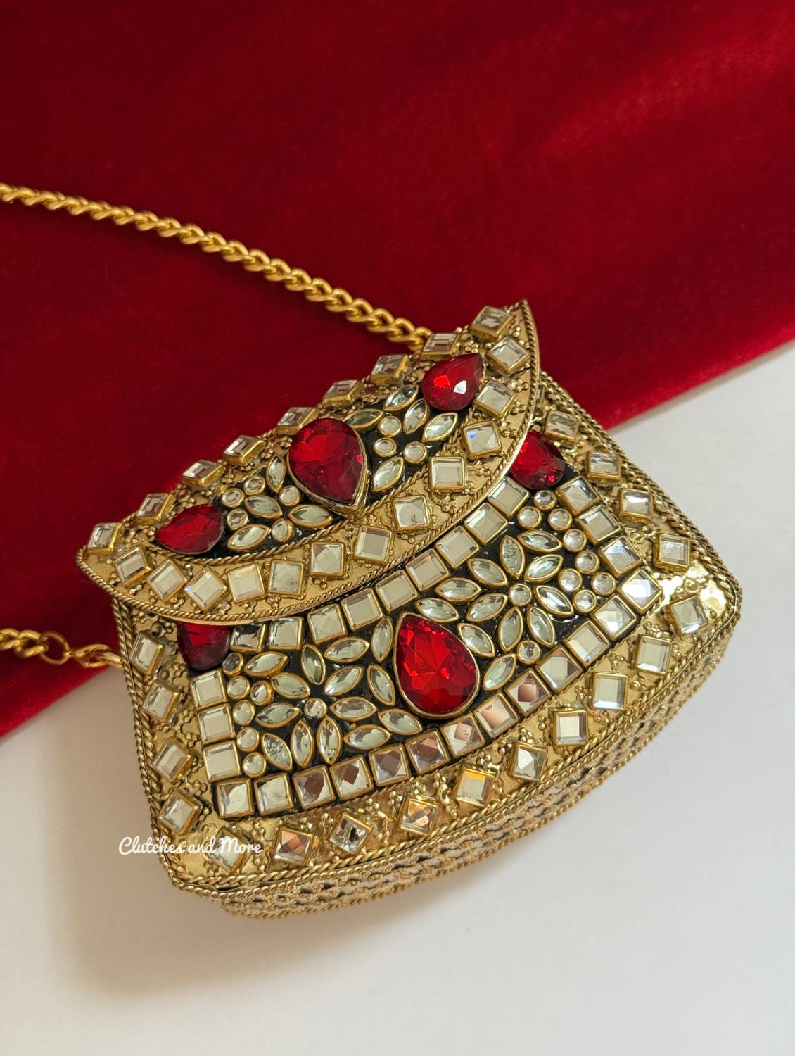 Kashish Kundan Brass Clutch Mini