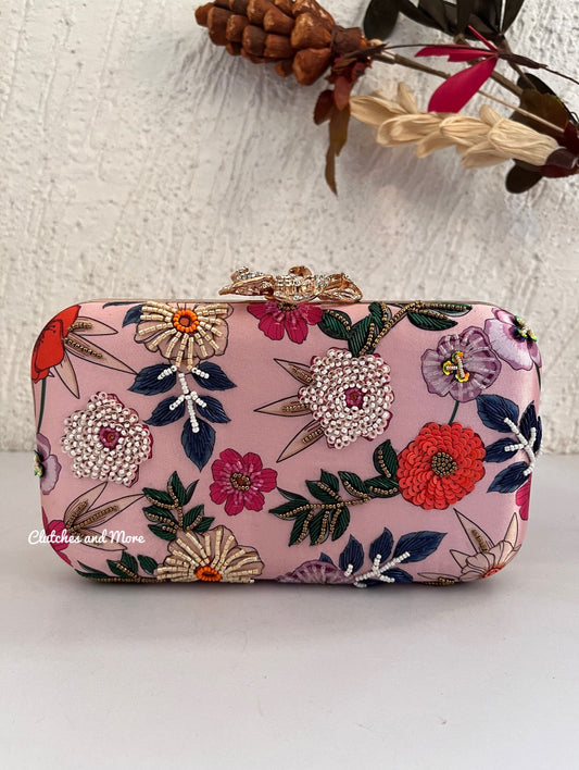 Poppy Multicoloured Pink Clutch