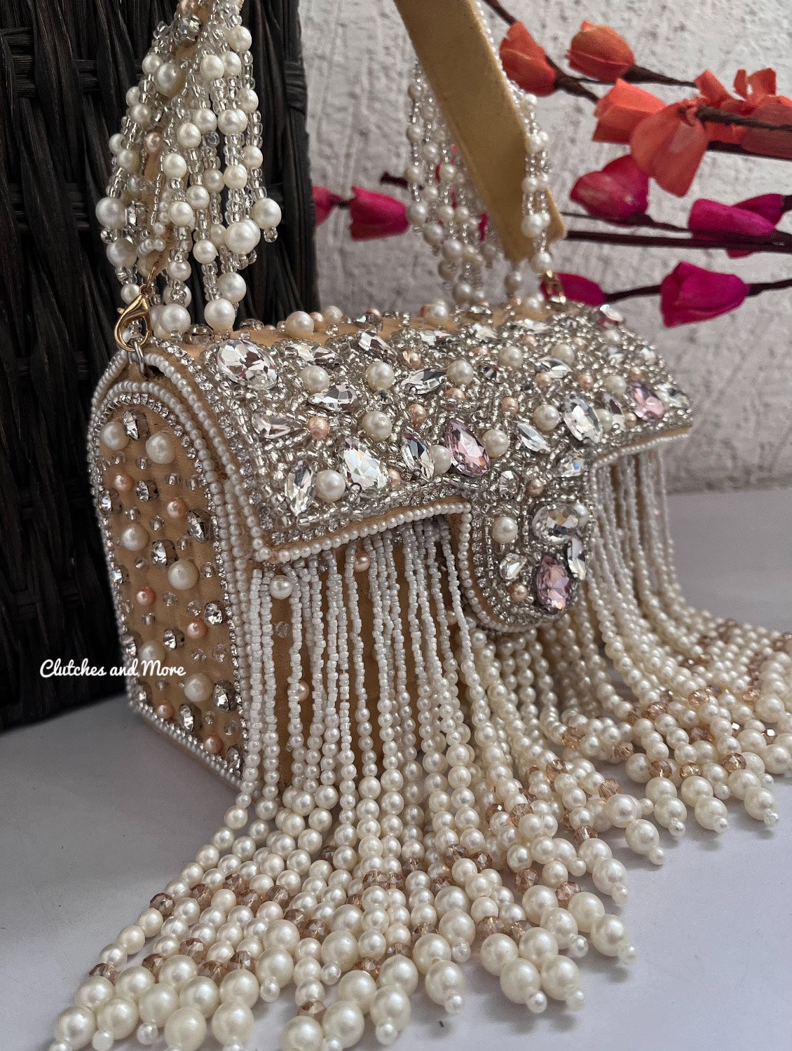 Premium Tassle Box clutch Light Gold