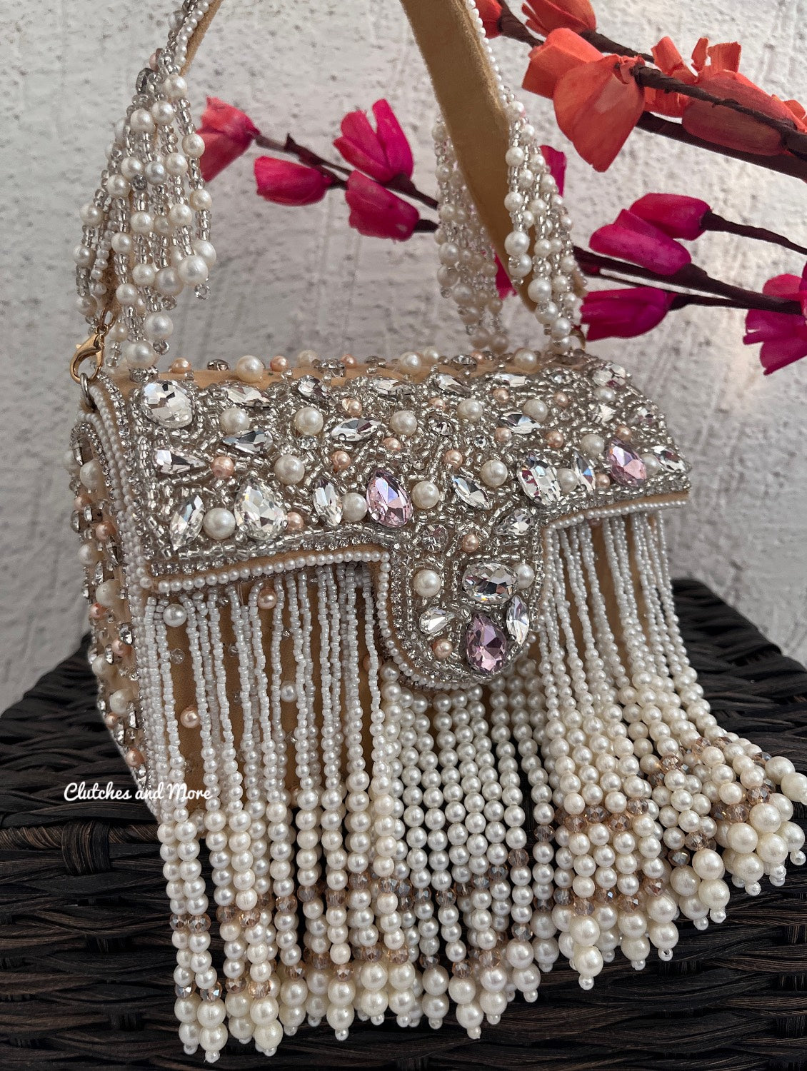 Premium Tassle Box clutch Light Gold