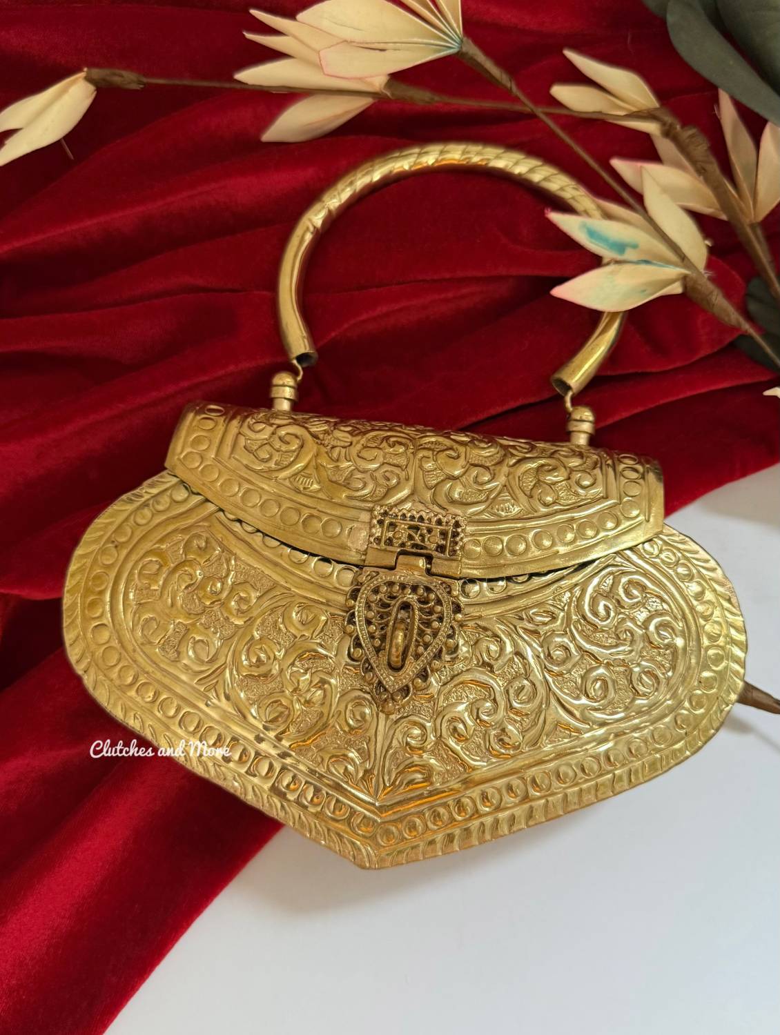 Brass Gold Heart Clutch