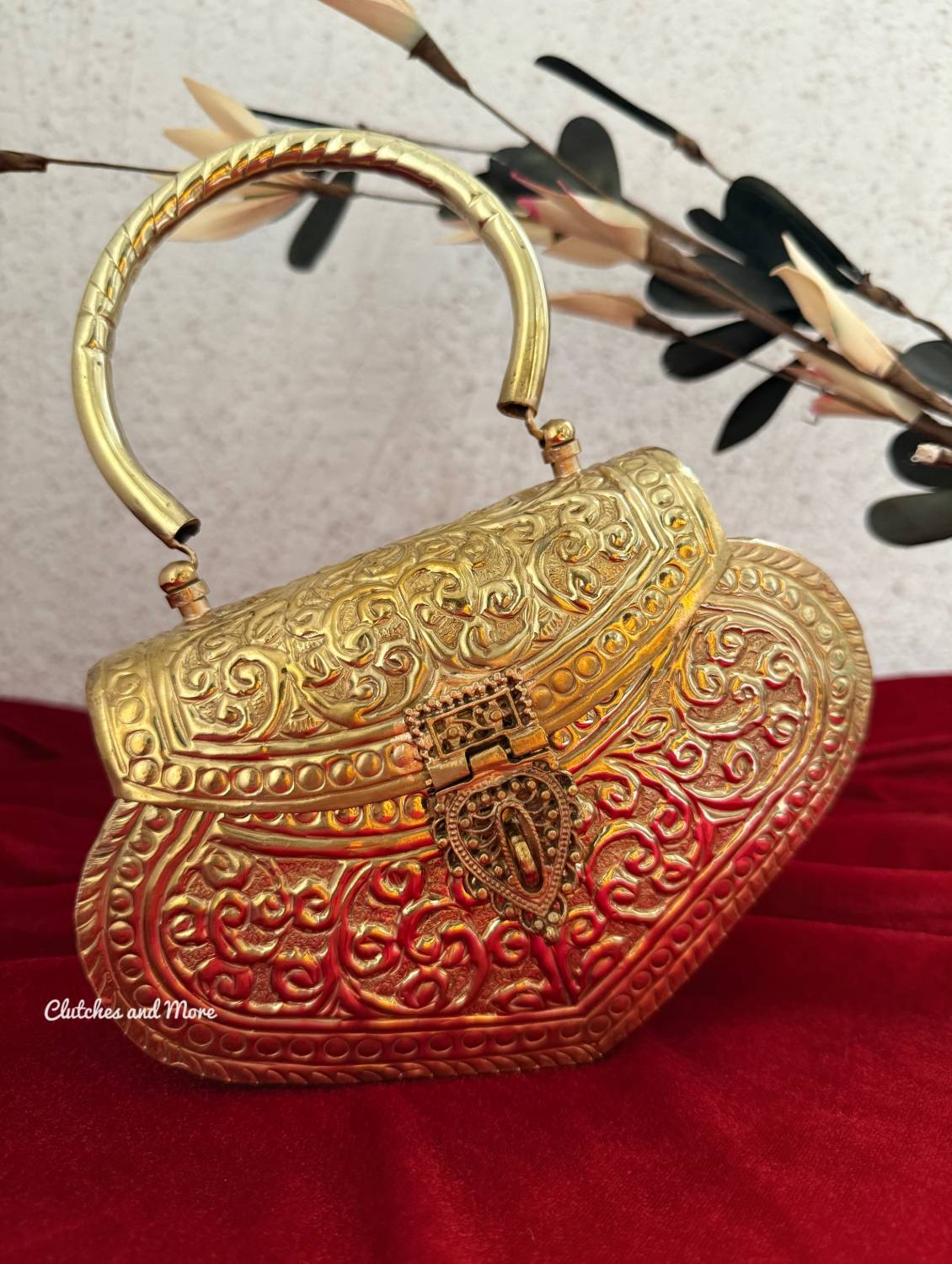 Brass Gold Heart Clutch