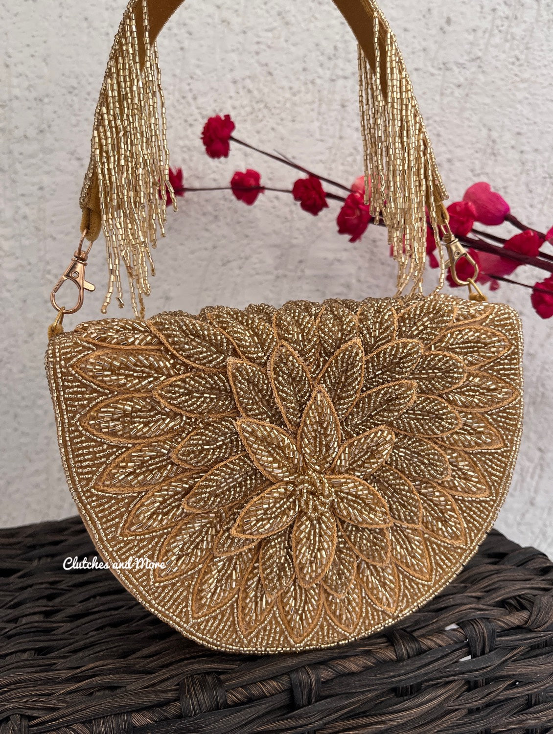 Luxury Rosetta Leaf Flap Bag Gold
