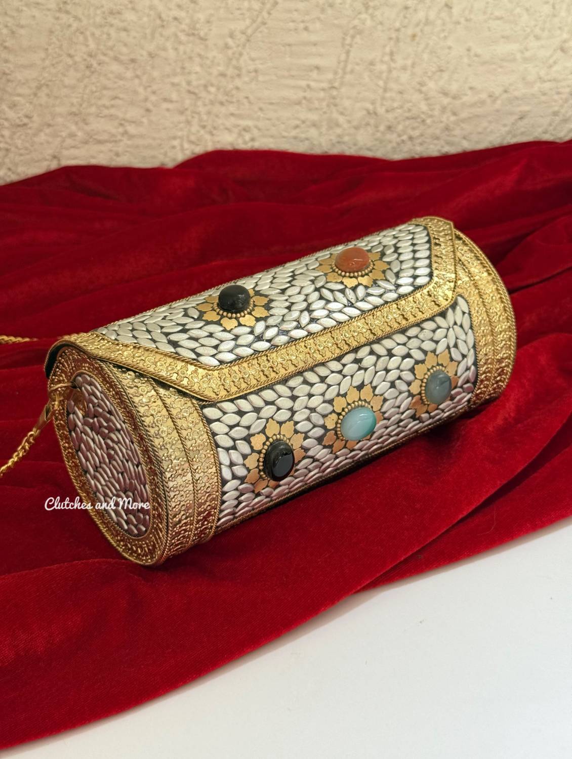 Sejal Cylindrical Boho Brass clutch