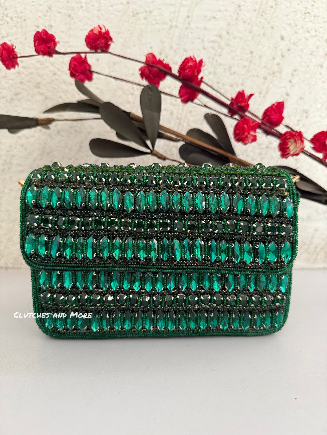 Gauhar Diamond Studded Bag Green