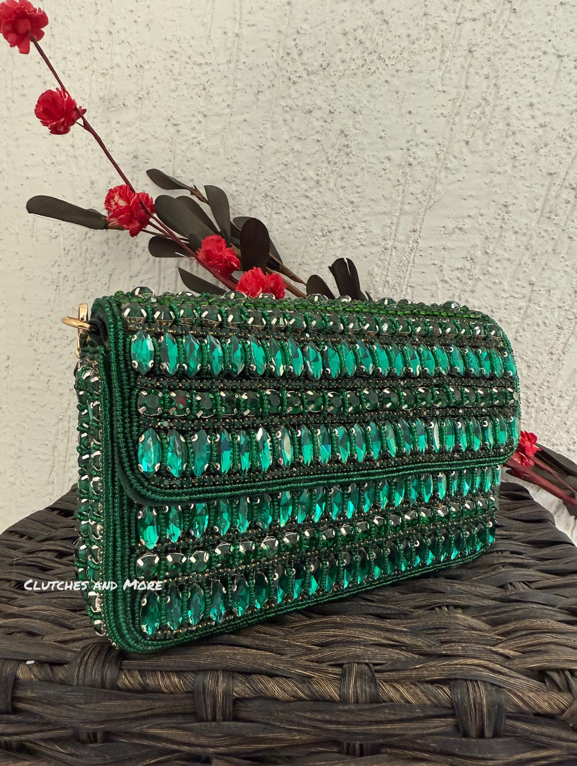 Gauhar Diamond Studded Bag Green