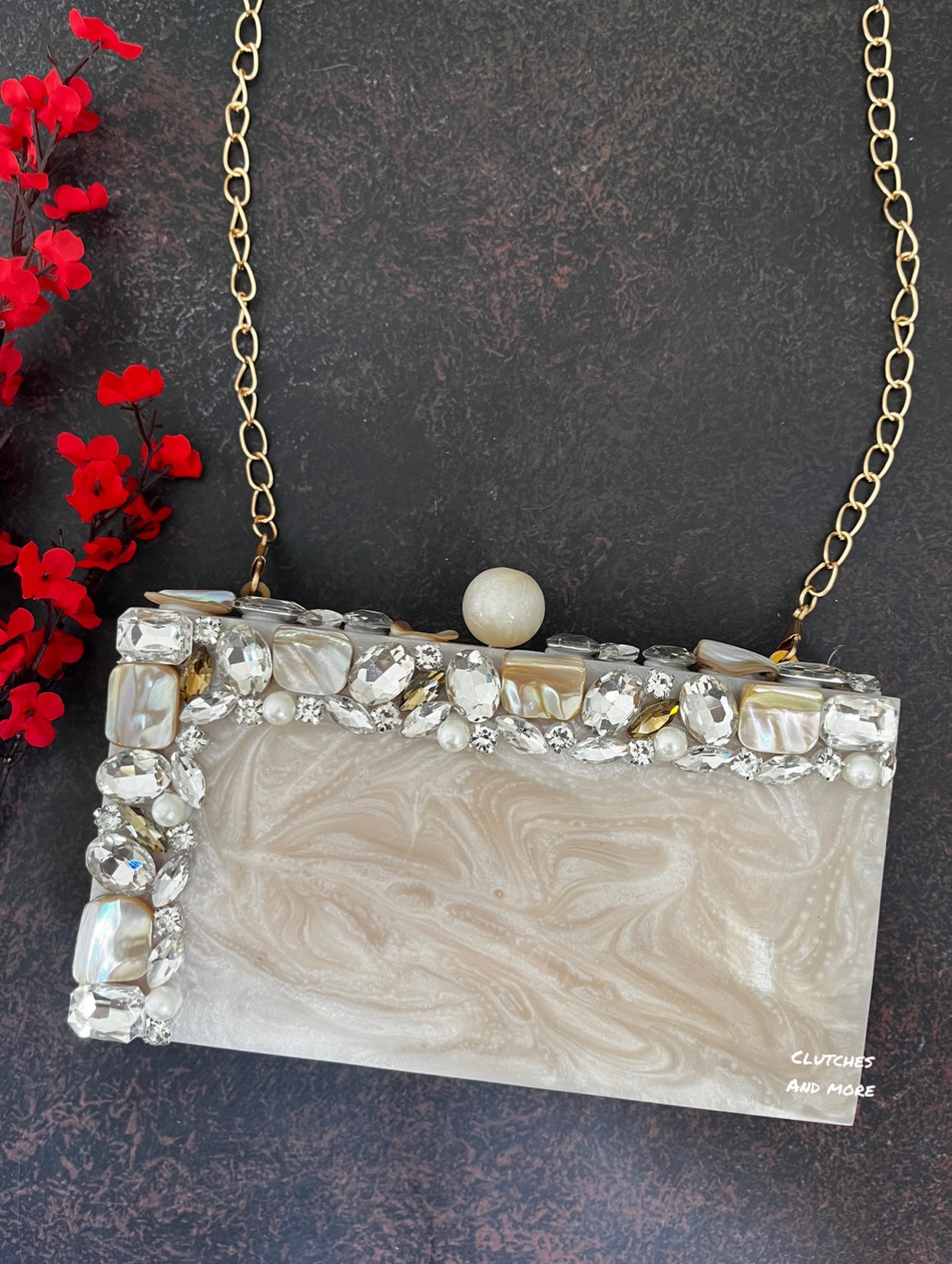 White resin clutch Clutches and More