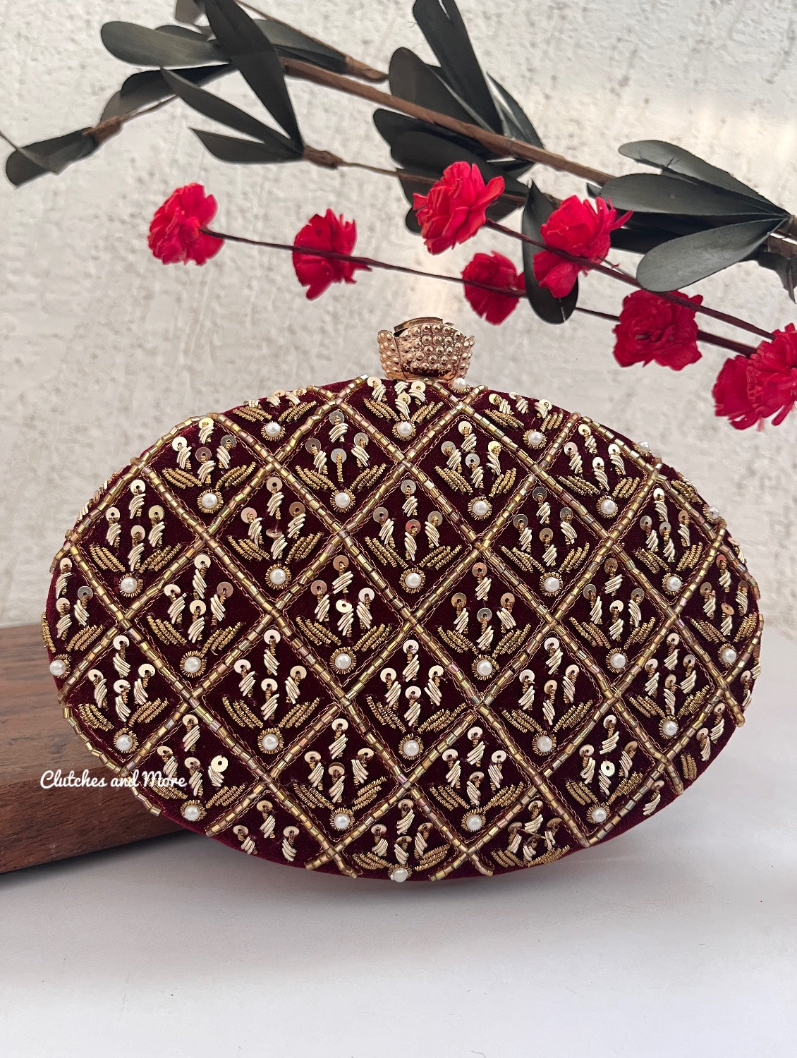 Ananya Big Capsule Clutch Maroon