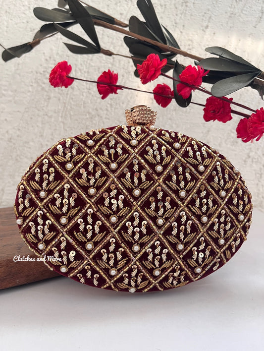 Ananya Big Capsule Clutch Maroon