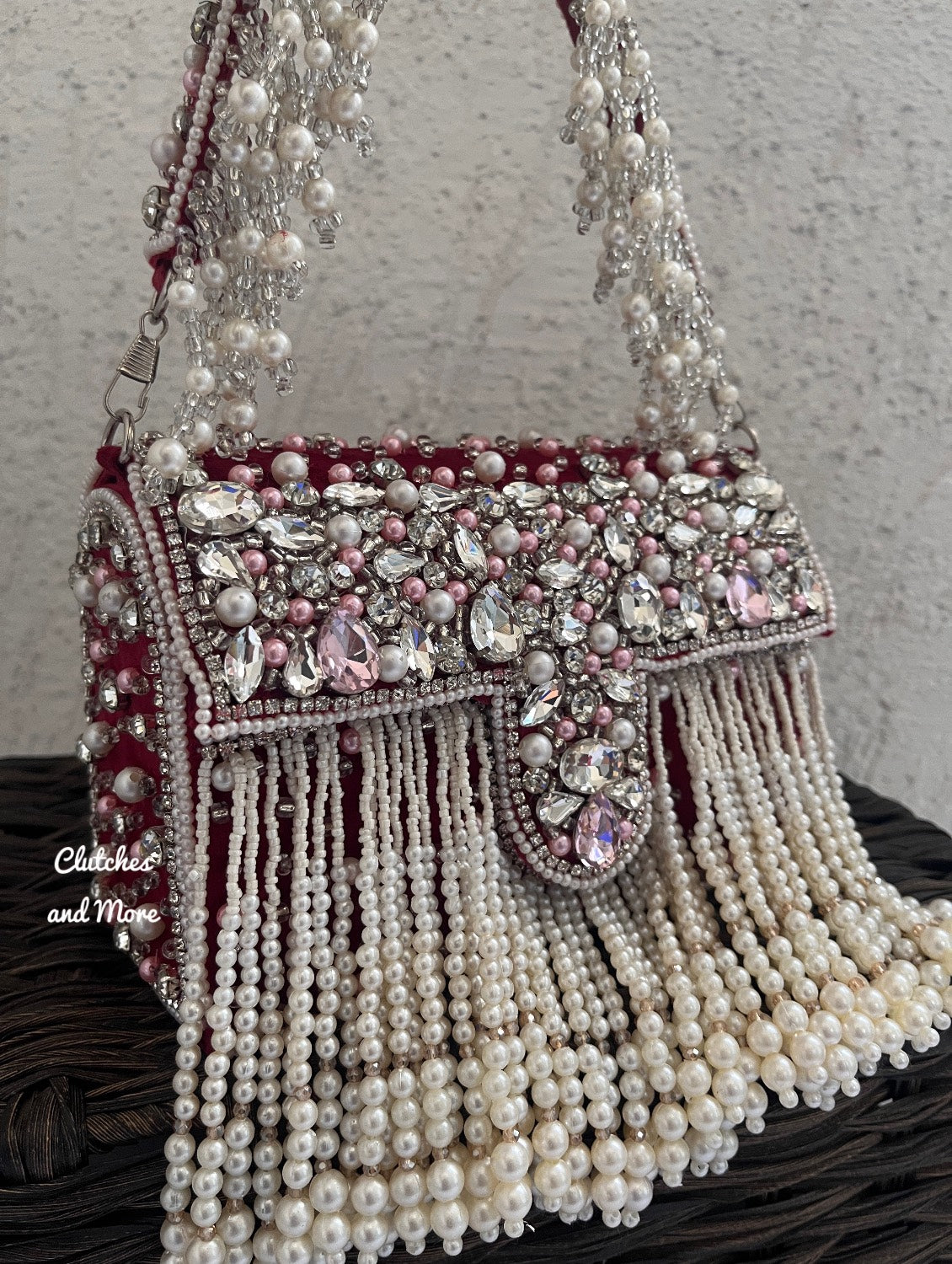 Premium Tassle Box clutch Maroon