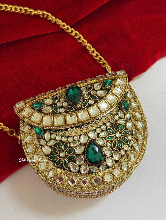 Kashish Kundan Brass Clutch Mini