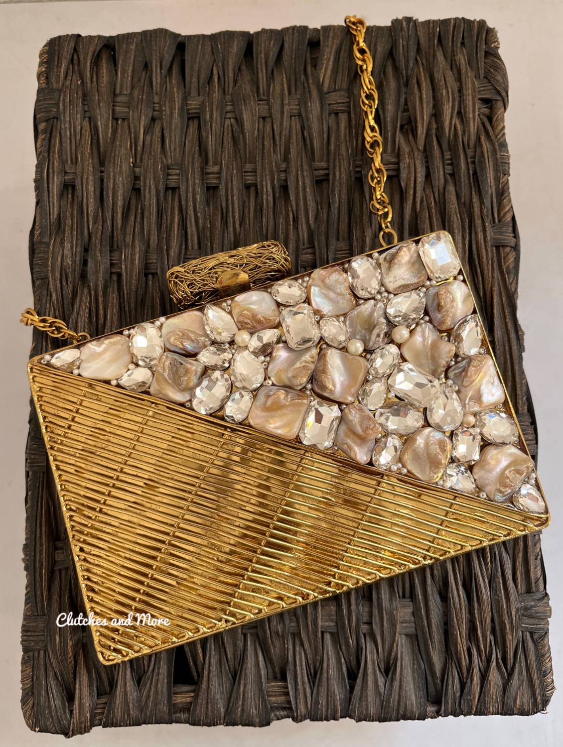 Christina Mother of pearl luxury clutch Gold