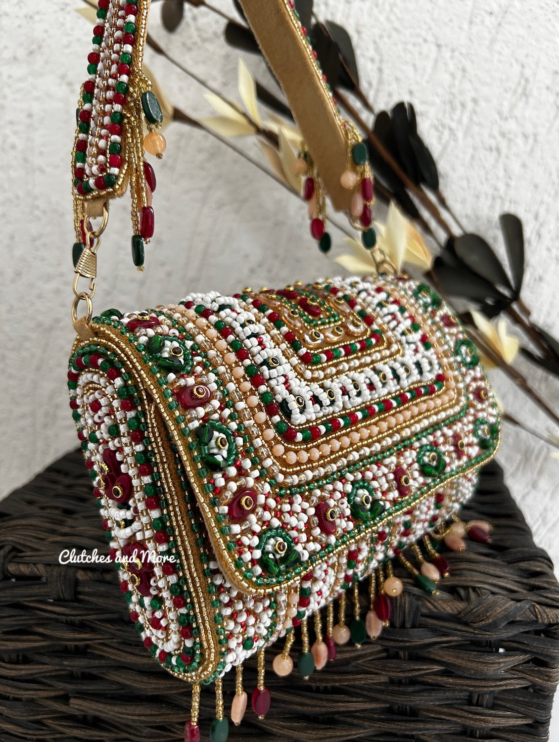 Luxe Multicolored Beaded Flap Bag