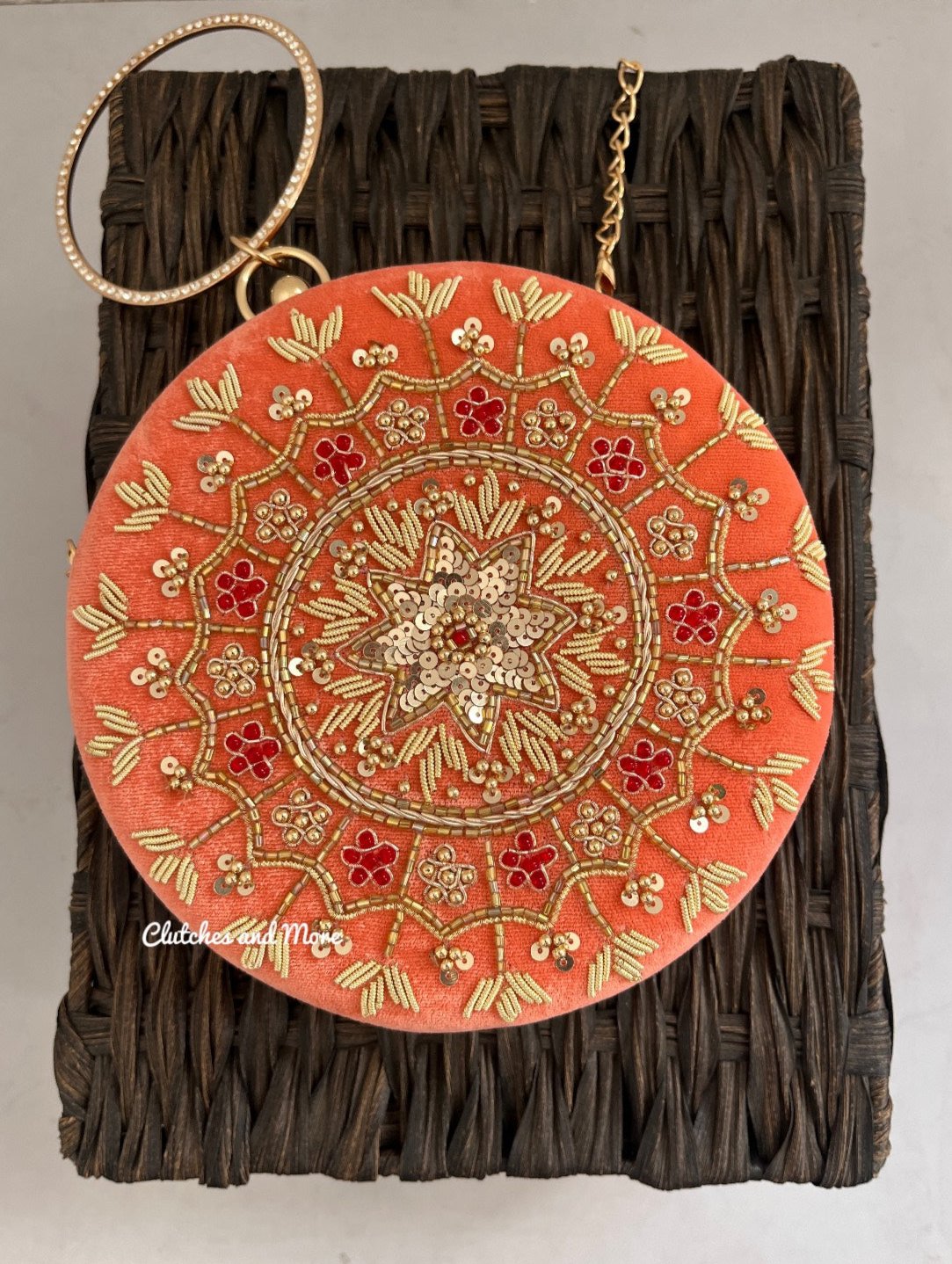 Chakra Peach Round Clutch