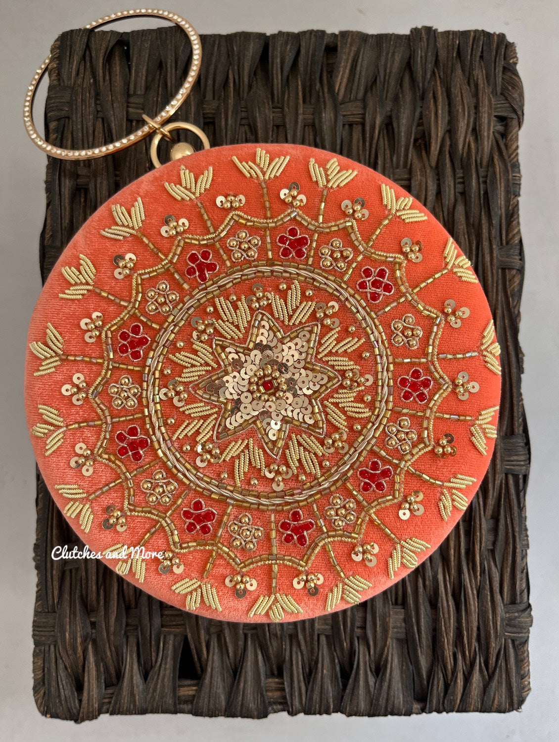 Chakra Peach Round Clutch