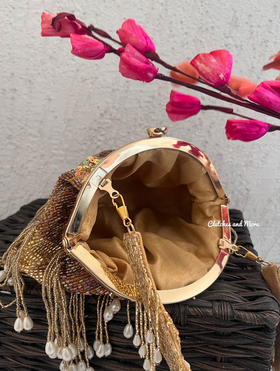 Aisha Gold Copper Batua Bag