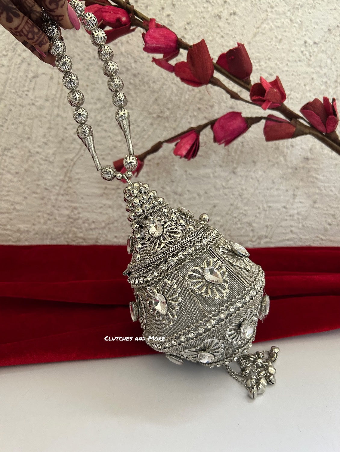 Mini Metal Potli Bag Silver