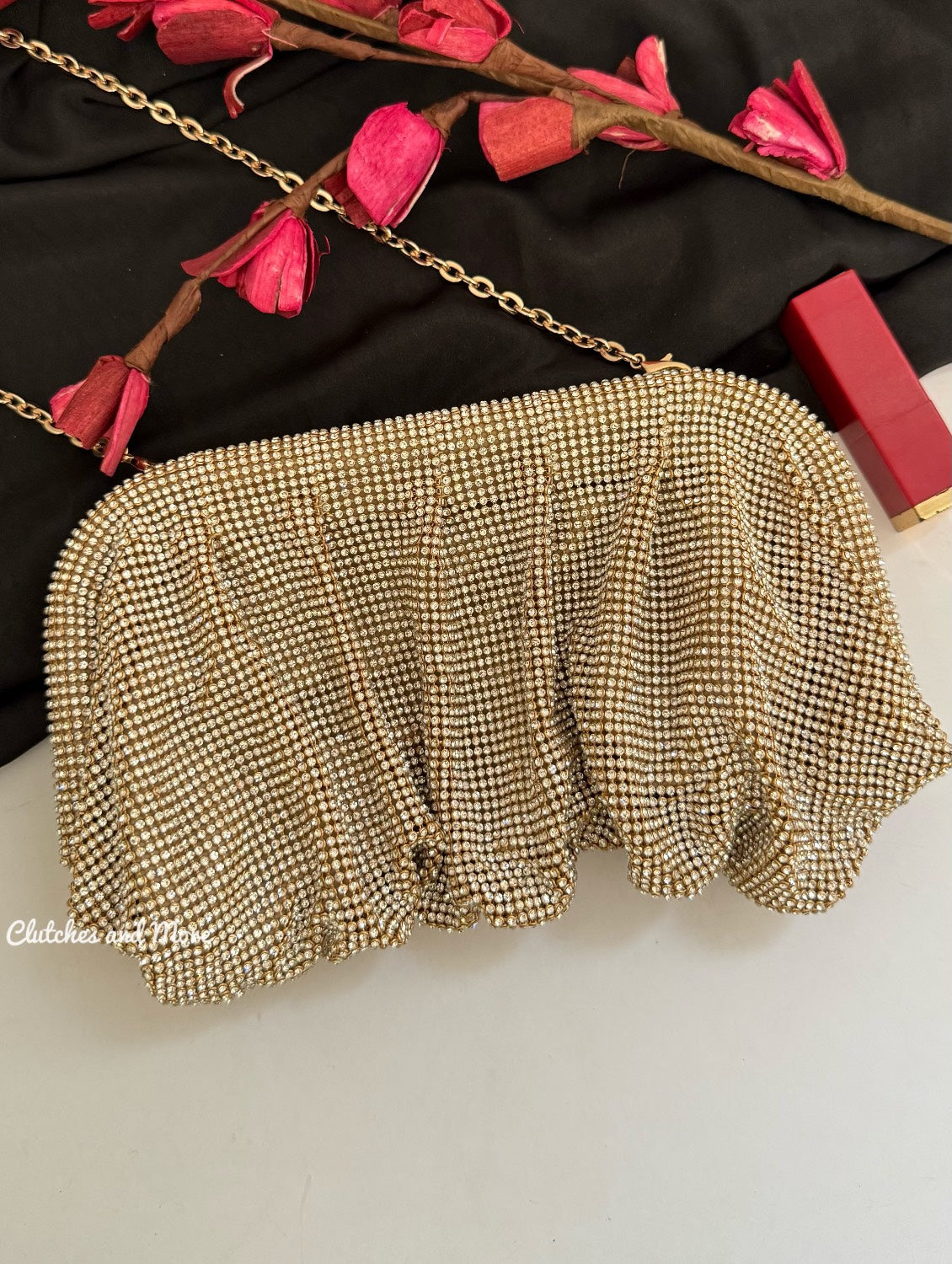 Viral Rhinestone Luxury Bag Holographic Gold