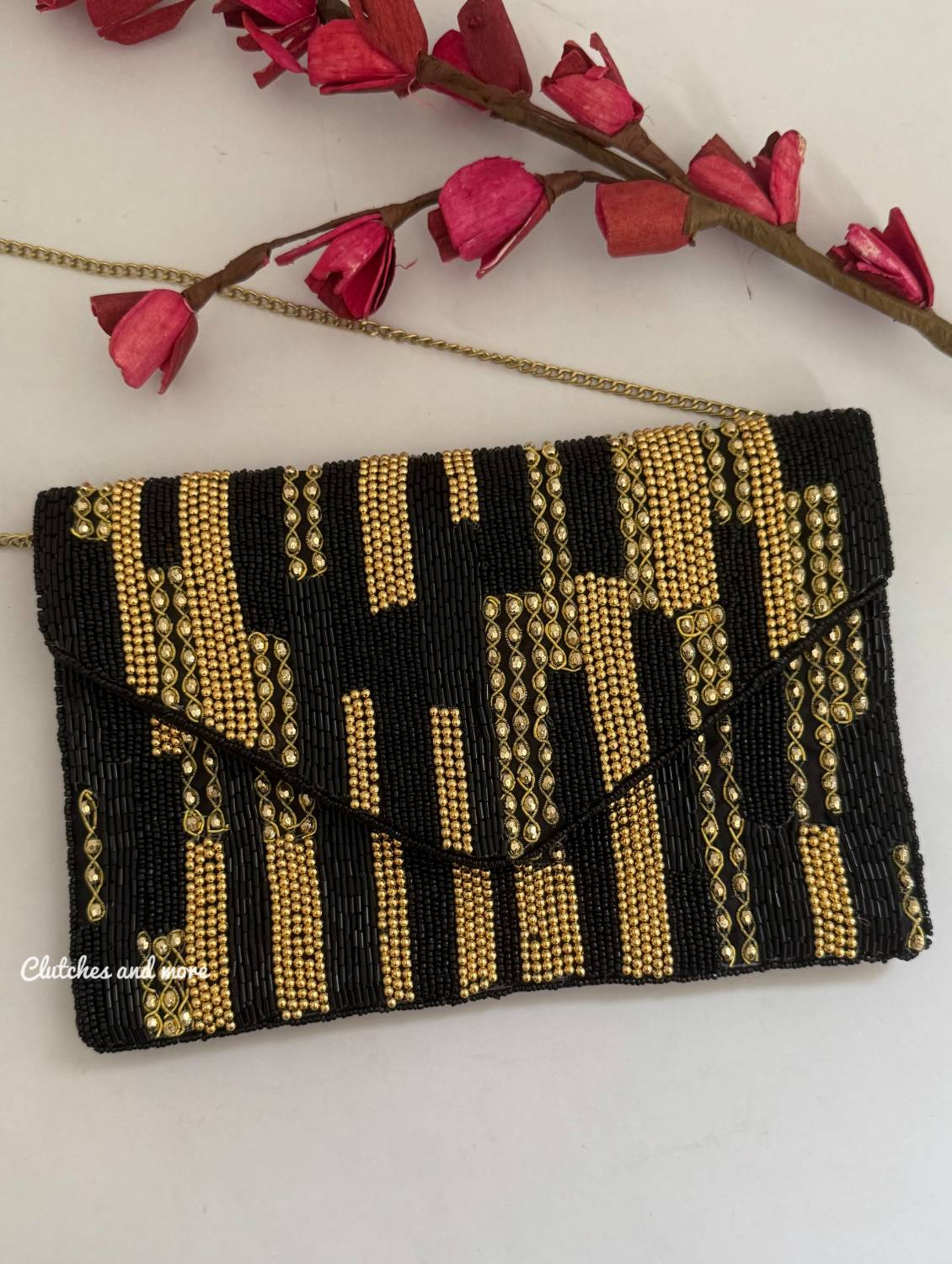 Black Gold Envelope Bag