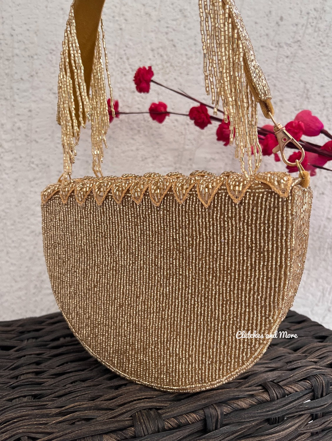 Luxury Rosetta Leaf Flap Bag Gold