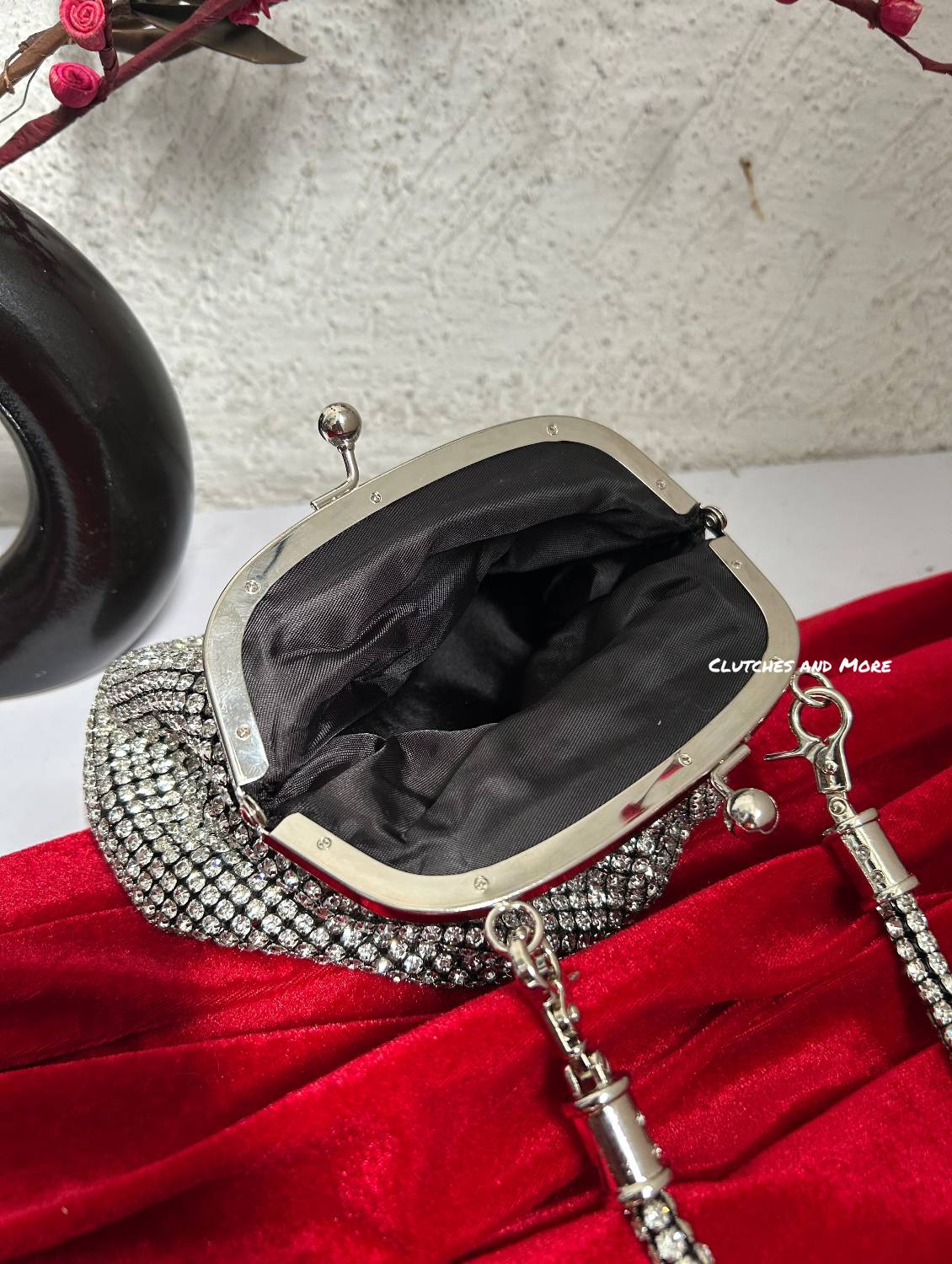 Rhinestone Silver Batua Bag
