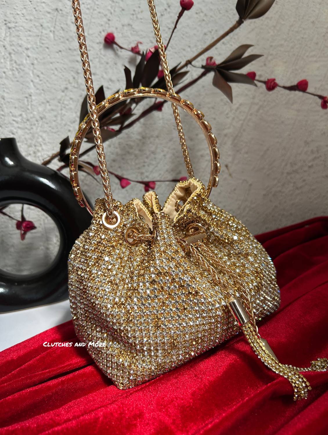 Rhinestone Bucket Bag Gold Shaded