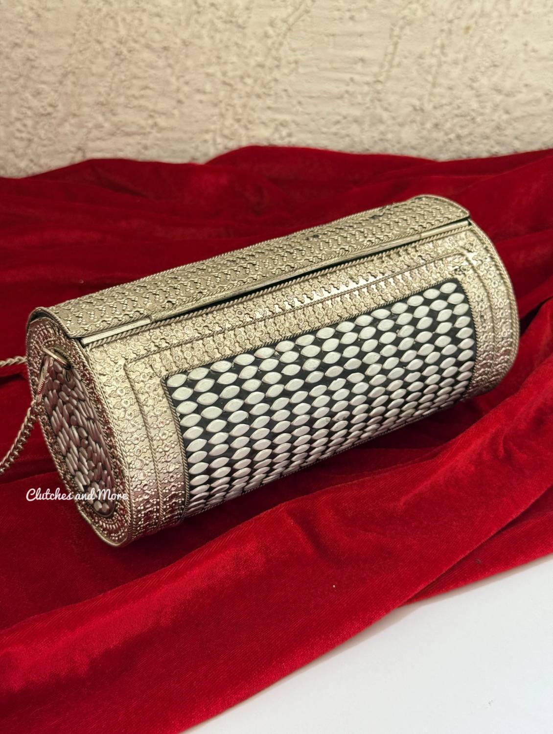 Sejal Cylindrical Boho Brass Clutch