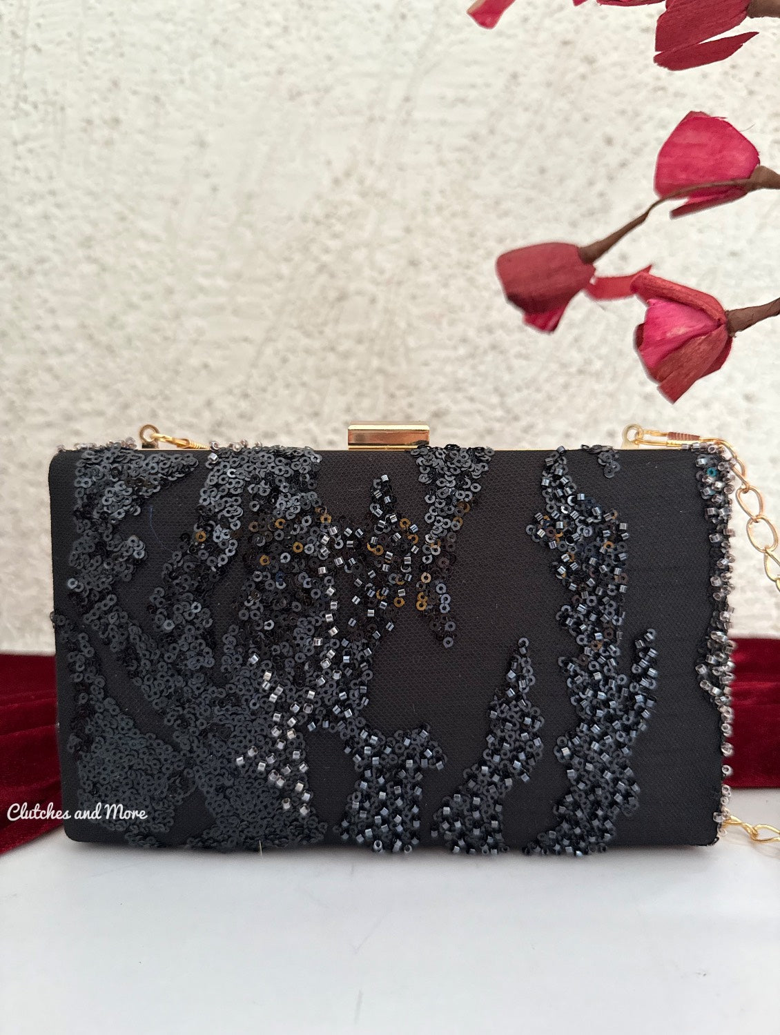 Black Shimmer Party Clutch