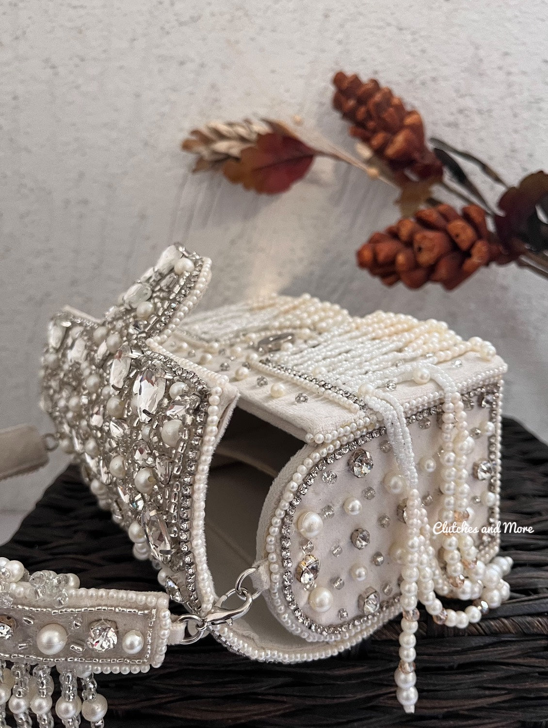 Premium Tassle Box clutch All White