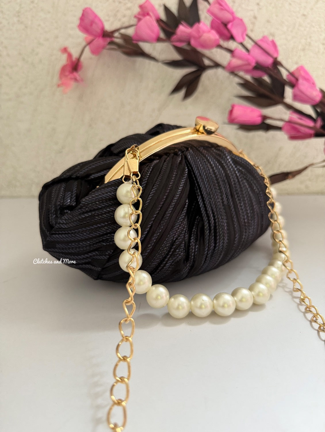 Crush Black Shimmer Batua bag