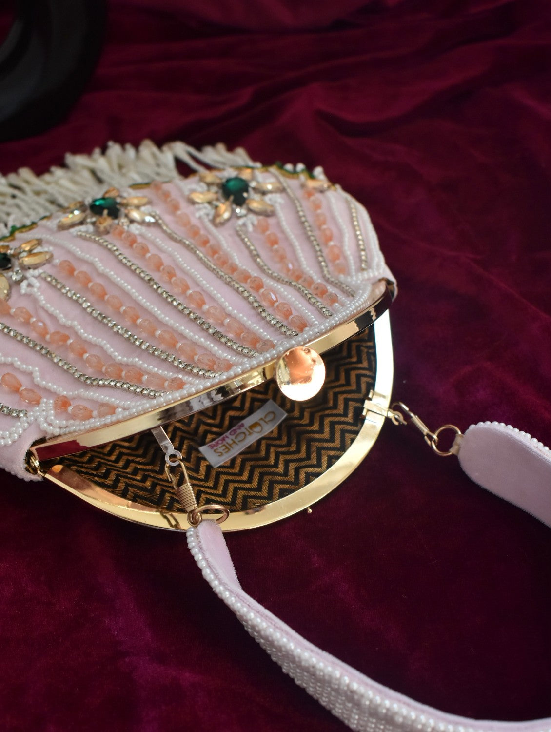 Rimjhim Stone Studded Pink batua bag