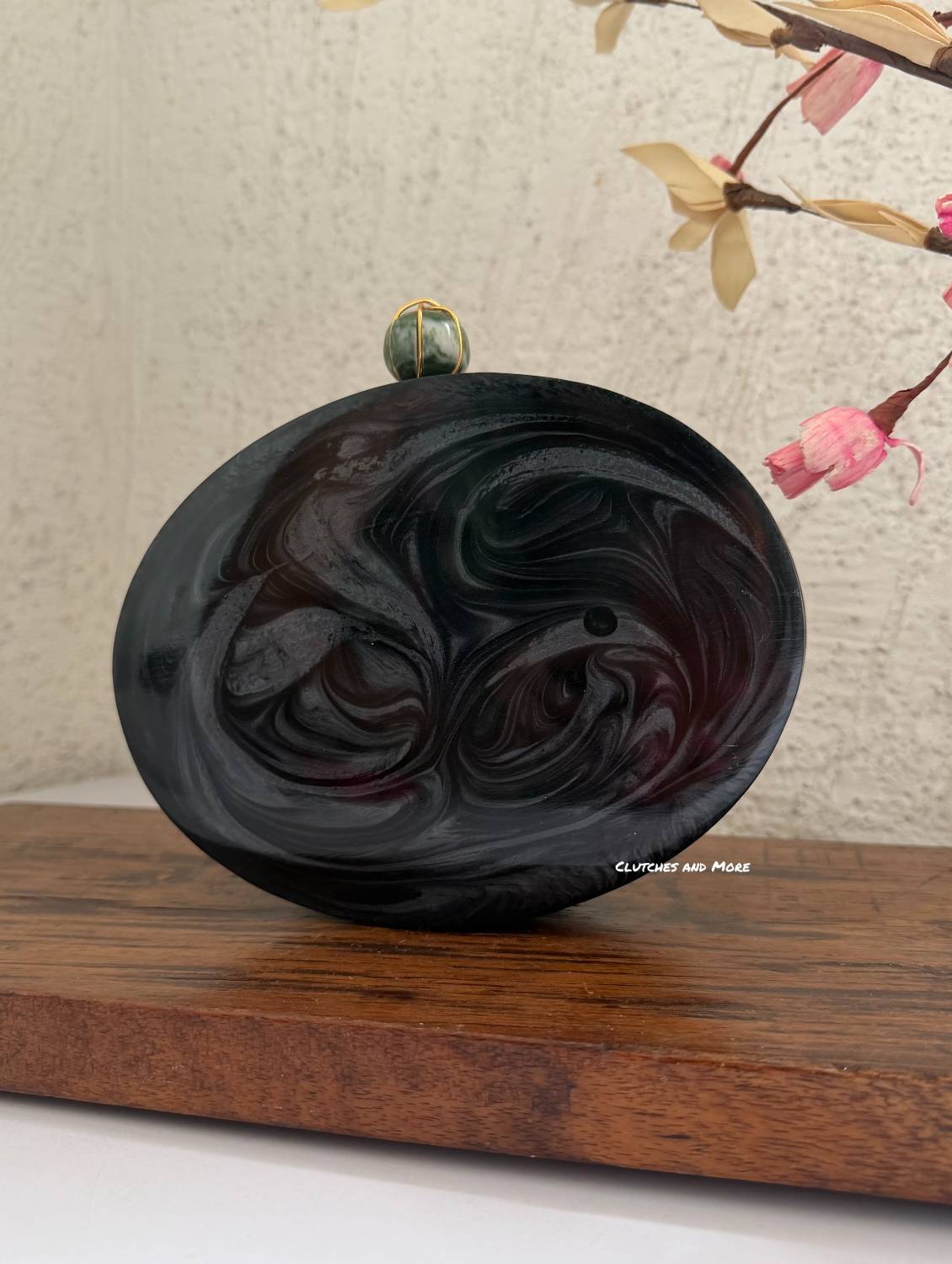 Moonstone Royal Resin Clutch Black